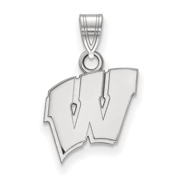 10k White Gold U. of Wisconsin Small Initial W Pendant - Picture 1 of 3